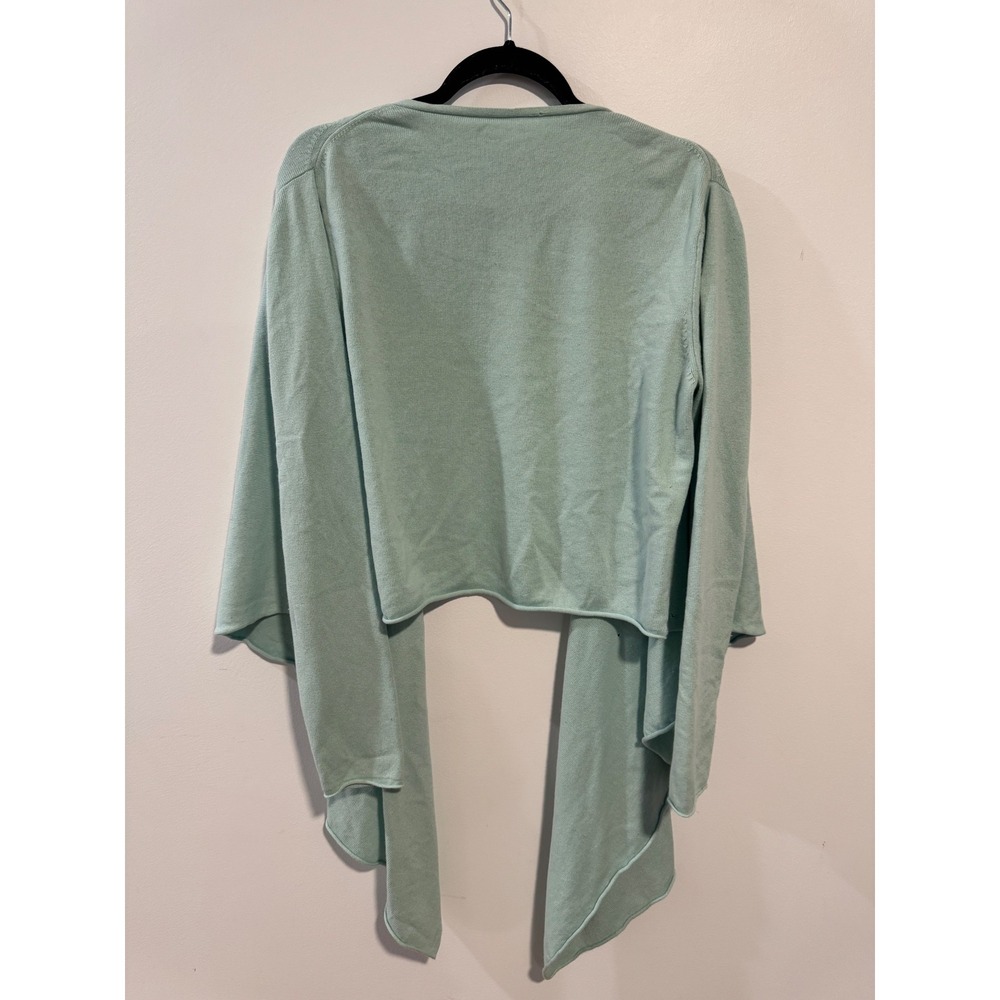 Silk Cashmere Blend Open Front Waterfall Cardigan Mint Green M/L - Picture 5 of 8